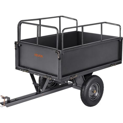 Remorque à Benne Basculante, 481 L, Remorque de Tracteur Tondeuse à Gazon de Jardin en Acier, Capacité de Charge 272 kg, avec Pneus 40,64 cm, Chariot de Transport à Déversement, pour VTT, UTV (1/5)