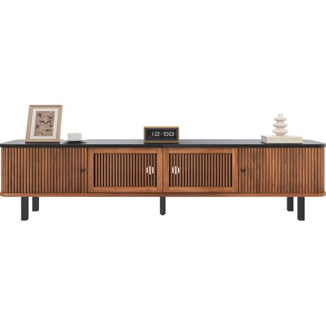 Meuble TV 190x35x45 cm – 2 portes coulissantes, 2 portes grillagées (1/5)