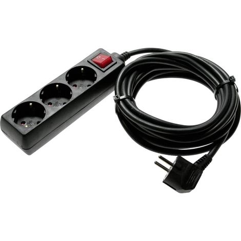 Rallonge multiprise 3 prises Intérieur IP20 Câble noir 5m H05VVF 3G1,5 (1/2)