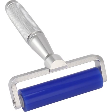 Rouleau nettoyant manuel en silicone 8 pouces, bleu, avec manche métallique, pour enlever les peluches et poussières statiques (1/5)