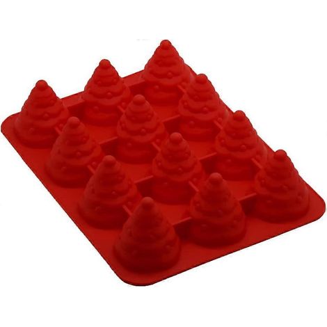 Mousse-Kuchenform, geriffelte Silikonform in Form eines Weihnachtsbaums, 12 Mulden, hochtemperaturbeständig. (1/4)