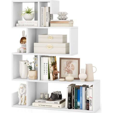 5-Tier S-Shaped Bookshelf Z-Shelf Bookcase Home Modern Display Shelf (1/5)