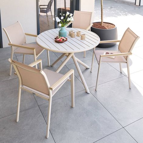 Table de jardin 4 places Nebullia D105cm argile - Hespéride