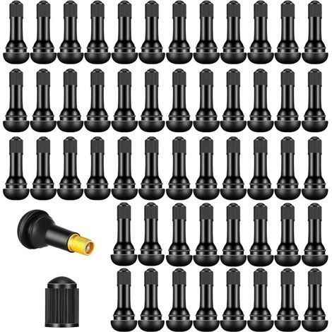 110 Pcs Valve Pneu Voiture TR413, Valve de Vide de Pneu Tubeless(46mm),Valves en Caoutchouc Snap-in Jantes,Convient pour Les Voitures, Motos et vélos (1/4)