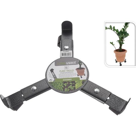 Progarden – Support en métal pour pot de fleurs avec roues – Diamètre ajustable 10 à 38 cm – Charge max 50 kg – Hauteur 7,5 cm