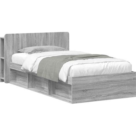 Bed Frame with Storage Grey Sonoma 75 x 190 cm Engineered Wood vidaXL (1/5)