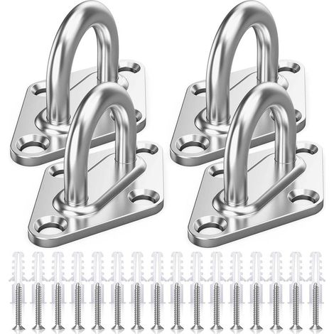M5 Platine Oeillet Inox,4 Pièces Rhombic Kit de Crochet Plafond Charge Lourde,Crochets D'ancrage Marine avec Vis (1/5)