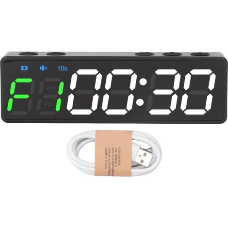 Eosnow Minuterie de gymnastique, minuterie d'intervalle d'entranement Portable, horloge de Fitness, grand affichage numérique avec aimant puissant intégré, vert et blanc (1/5)