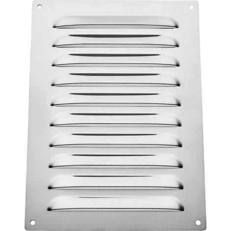 SOTECH Lüftungsgitter Edelstahl gebürstet aufschraubbar mit Insektenschutz, 165 x 230 mm