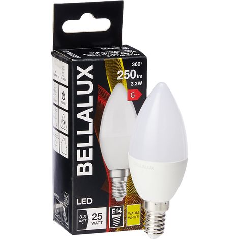 Lampadina a fiamma smerigliata E14 LED, 3,3W, bianco caldo. (1/4)