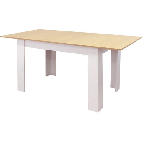 Tavolo da interno sala da pranzo in legno laminato bianco e marrone chiaro allungabile fino a 160 cm