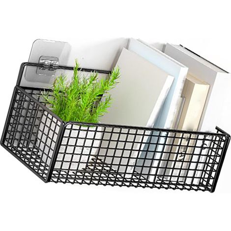 Panier de rangement mural Perceuse noire Multifonctionnel Économie d'espace Suspendu Cuisine Panier en métal pour Dortoir Chambre à coucher (1/5)