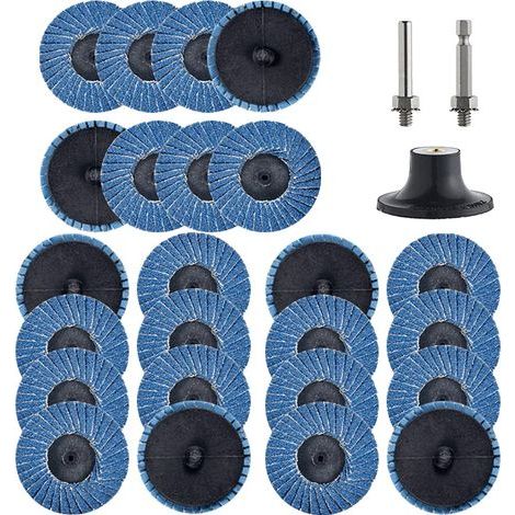 24 disques à lamelles à verrouillage par rouleau de 2 pouces avec support de 1/4" Accessoires pour meuleuse droite Meules plates en zircone T27 grain 36 pour la préparation de surface (grain 36) (1/5)