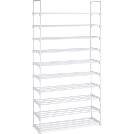 Étagère à chaussures modulable pour dressing 175,5 x 93 x 30,5 cm rangement flexible 10 niveaux en acier blanc (1/5)