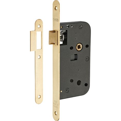 THIRARD - Serrure encastrable pour porte intérieure, axe 50mm, bouts ronds, laiton brossé - THIRARD