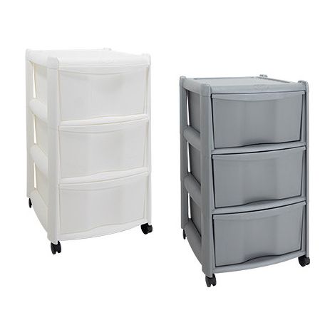 Cassettiera Vulcano 3 cassetti con ruote – Silver – 39x39x60 cm