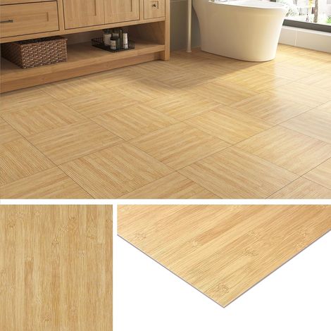 Dalle PVC Adhesive Sol 30x30 Cuisine Bois Clair Lino Sol Adhesif (1/5)