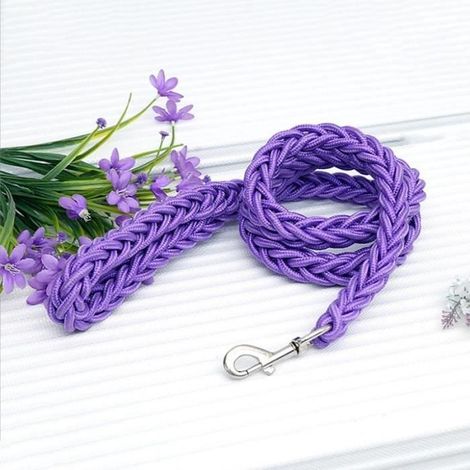 (Purple / Dia. 1.0cm)Laisse pour chien en Nylon épais, Super solide, 130cm, L/XL, toile verte armée, Double rangée, collier réglable (1/4)