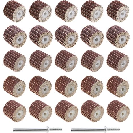 20pcs Disque de Ponçage 80/120/240/320/600 grain 12mm Papier Verre de Roue à Lamelles Rechange pour Outil Rotatif avec Mandrin à Tige (1/5)