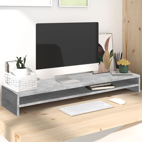 vidaXL Supporto Monitor Grigio Cemento 100x24x13 cm Legno Multistrato