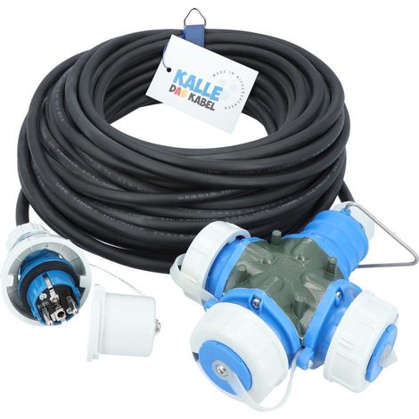 KALLE Verlängerungskabel Schuko 3-Fach Kupplung Aquasafe IP67 2,5mm² 10 Meter