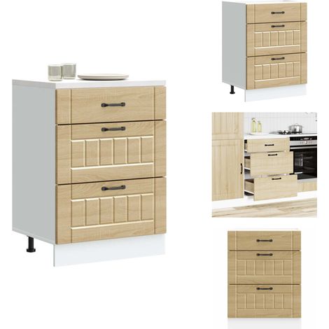 Armoire de cuisine Lucca chêne sonoma bois ingénierie - Armoire De Cuisine - Armoires De Cuisine - Meuble D'évier - Meuble D'évier De Cuisine (1/5)