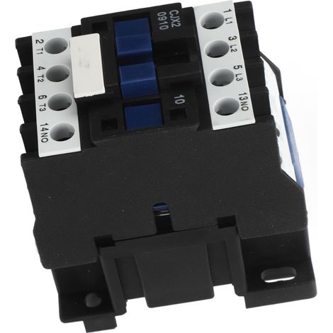 Contacteur moteur triphasé CJX2 0910, 9A 220V AC, contacts argent, montage rail DIN pour applications industrielles (1/5)