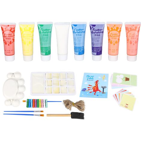 Lot de 8 peintures à doigts lavables, couleurs vives, set artistique sûr pour enfants 1-6 ans, idéal pour apprentissage précoce et activités créatives. (1/5)