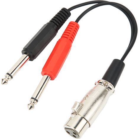 Câble répartiteur audio en Y double jack 6,35 mm mâle vers XLR femelle, adaptateur convertisseur microphone XLR femelle vers double jack 6,35 mm mâle, 20 cm (7,9 pouces) (1/5)