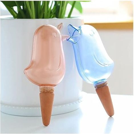 Automatic Plant Waterer, Bird Shaped Indoor Outdoor Plant Watering Device (Blue + Red) MUMU