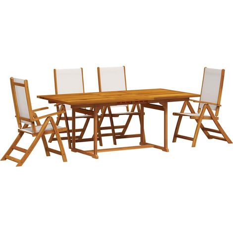 Maison Exclusive - Set Pranzo da Giardino 5pz Legno Massello di Acacia e Textilene