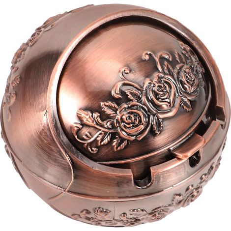 Cendrier Décoratif Vintage Forme Sphérique Marron en Alliage D'aluminium Accessoire de Bureau Fiable pour Usage Domestique et Professionnel (1/5)