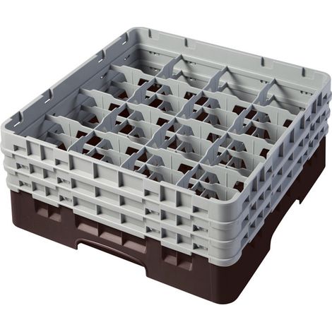 Casier de lavage haut max 17.4 cm - 50 x 50 x 22.5 cm - Brun - Lot de 3 - Cambro