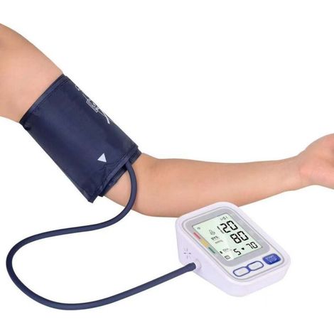 Tensiomètre Bras Automatique - Affichage Numérique LCD - Détection Rythme Cardiaque Irrégulier - Mémoire 60 Mesures - Cuff 22-42 cm - Alimentation Piles - Blanc (1/5)