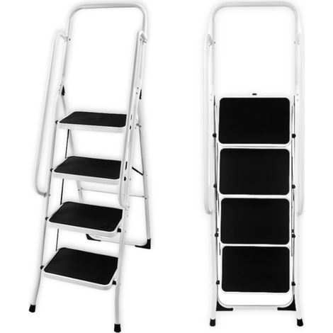 Facilitys – Escabeau marchepied pliable 4 marches – Capacité 150 kg – Verrouillage de sécurité – Largeur 45,5 cm pour chantiers humides