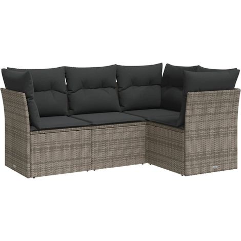 Maison Exclusive - 4-tlg. Garten-Sofagarnitur mit Kissen Grau Pol