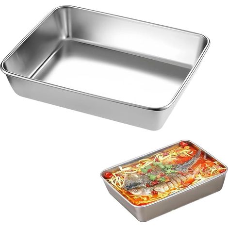 Stainless Steel Rectangular Baking Tray 26 x 20 x 5cm, Gratin Dish (1/5)