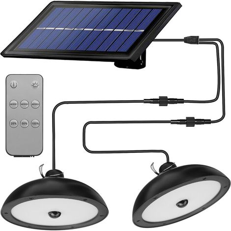 Waterproof solar chandelier with remote control for home, outdoor, garden, indoor lighting, white light, high brightness--Double head (1/4)