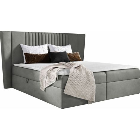 Lit boxspring Fenestra, Magic Velvet 2217, Continental, Double, 140x200, Tissu, Disponible, 193x214x103cm