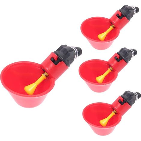 Ensemble d'abreuvoirs pour poulets 4 pièces, abreuvoir automatique pour poulets, abreuvoir pour volailles, horizontal, abreuvoir latéral pour oiseaux et canards (4 pièces) (1/5)