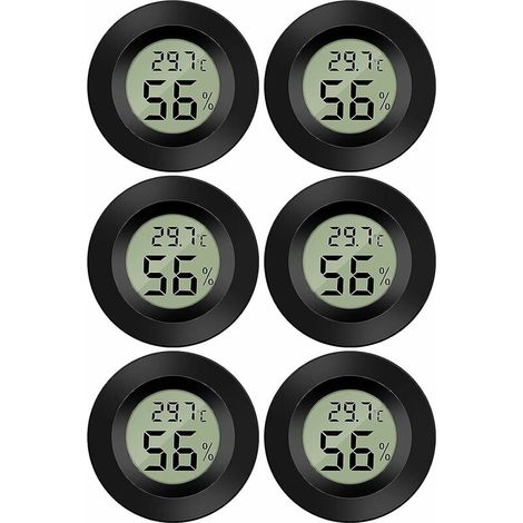 Mini termómetro higrómetro digital LCD - Temperatura y humedad - 50-70 °C, 10-99 % de humedad relativa - Portátil - Paquete de 6 (blanco) (1/5)