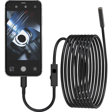 Caméra Endoscopique Industrielle 1920P, Outil d'Inspection avec 8 LED, Écran TFT Couleur 1,8", Compatible iOS Android, IP67 Étanche, Câble Semi-Rigide 5M pour Hommes Femmes (1/2)