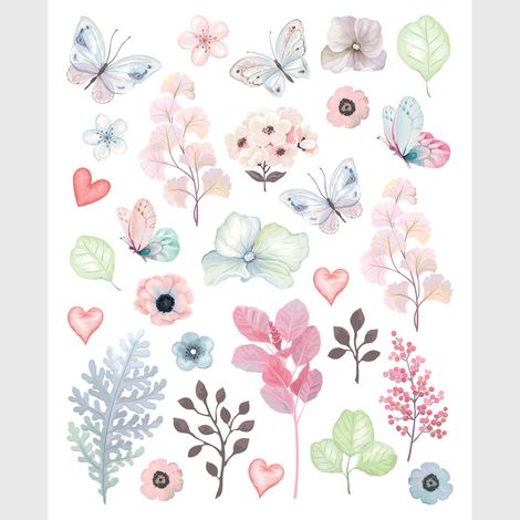 Sticker - Fleurs aquarelle - 14x20 cm