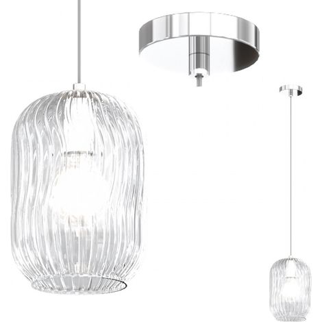 Lampadario moderno top light tender 1181 cr s1 e27 led vetro sospensione, vetro trasparente