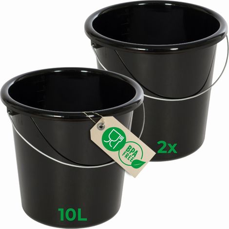 2x Novaliv Putzeimer mit Maßeinteilung, Griff aus Metall (1/5)