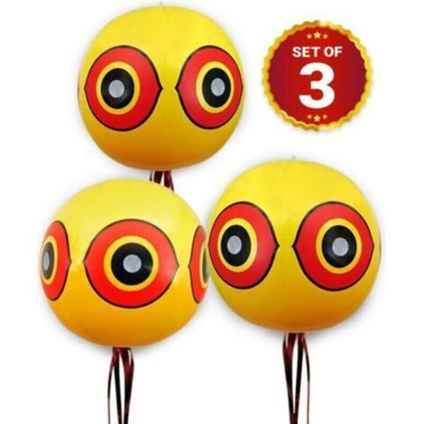 Ballons Repulsif - Anti Pigeon Effaroucheur d'oiseaux - pour éloigner Pigeons, Corbeau et Plus - à Utiliser avec Ultrason/pic/Filet - Paquet de 3 (1/5)