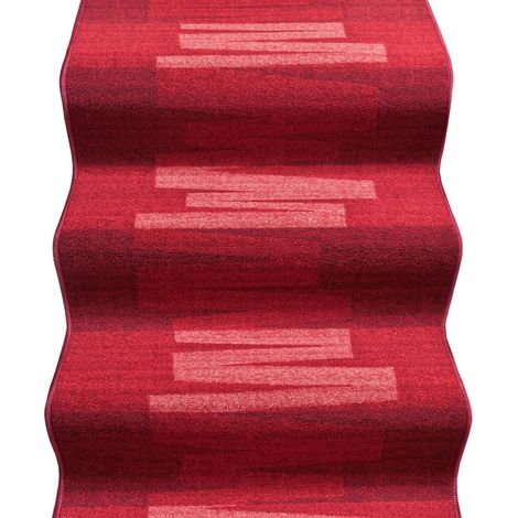 Passatoia Scala Bordata Ingresso Corridoio Tappeto Cucina Gradini 100% Made In Italy Zig Zag Bordeaux - 67x260 cm