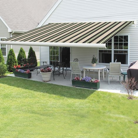 Greenbay Full Cassette Electric Remote Controlled Retractable Garden Patio Canopy Awning 4.5x3M Multi-stripe (1/5)