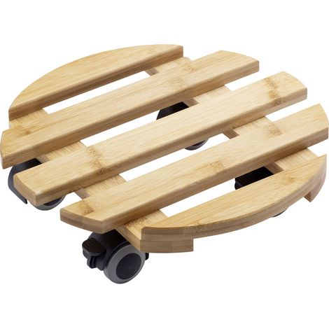 Metafranc Pflanzenroller Ø 300 mm - 60 kg Tragkraft - Bambus-Platte - Natürlicher Holz-Look (1/5)