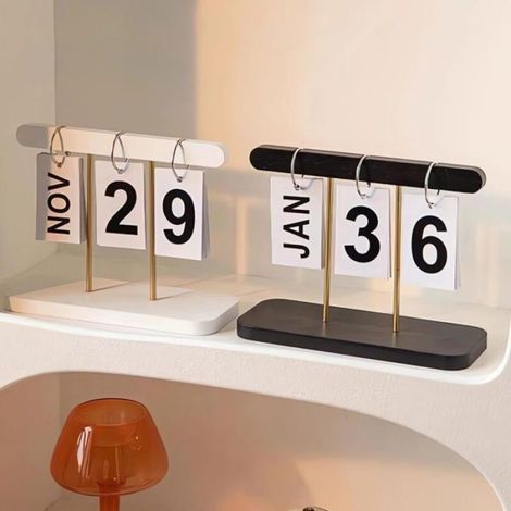 Calendrier perpétuel de bureau 2026, réutilisable, décoration de bureau (noir) (1/5)